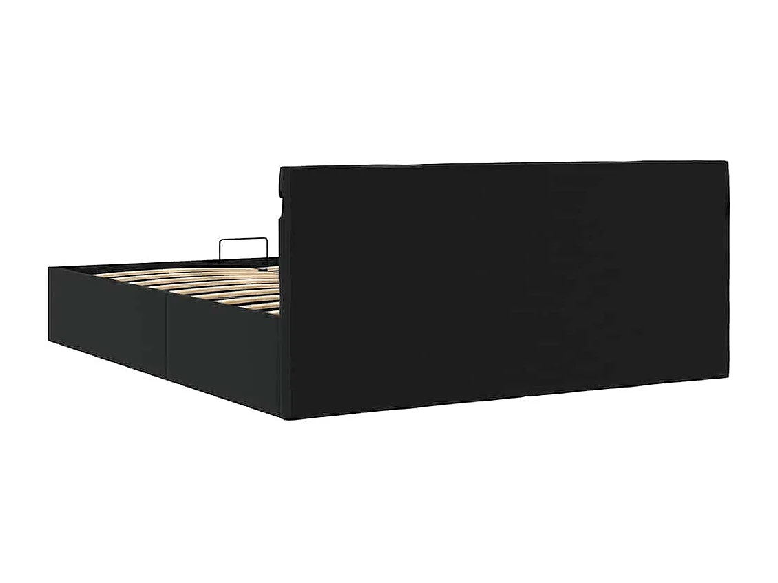 Giroletto Contenitore Idraulico LED Nero Similpelle 180x200cm