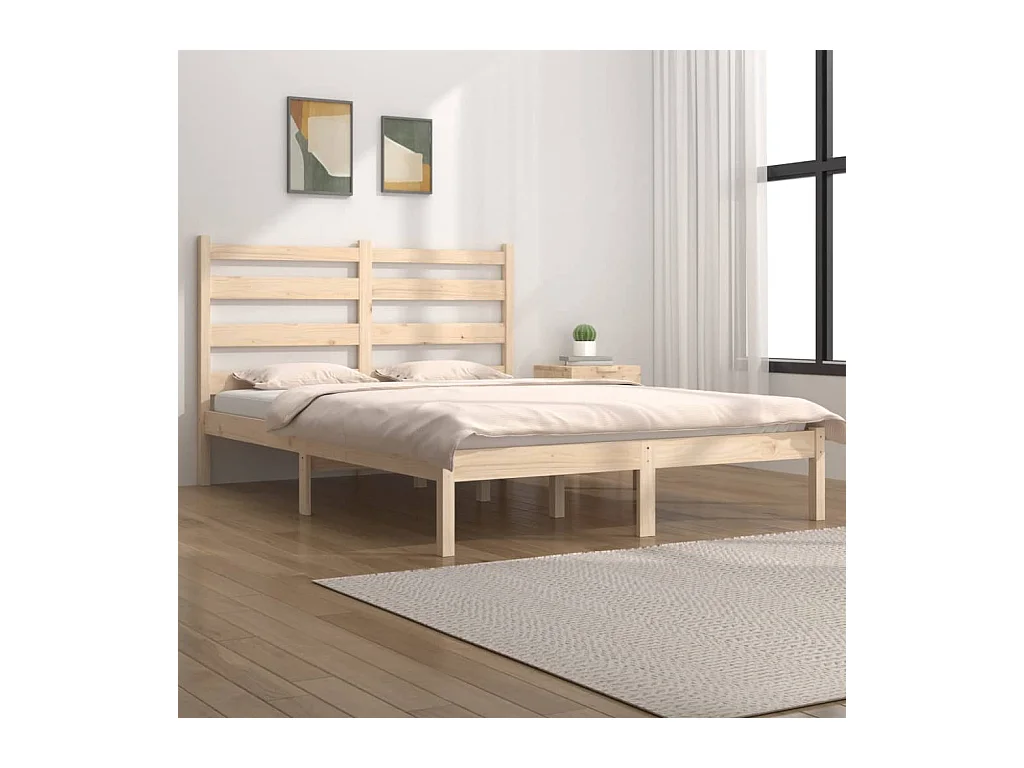 Cadre de lit sans matelas bois massif 140x200 cm