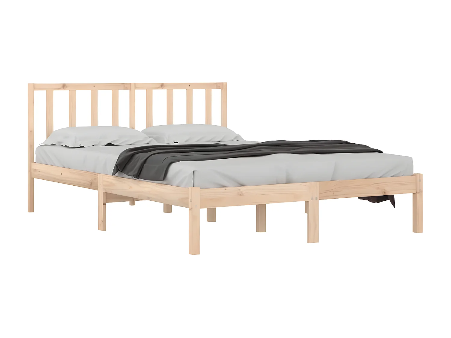 Cadre de lit sans matelas bois de pin massif 140x190 cm