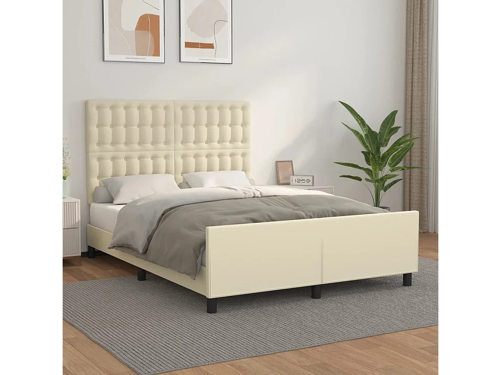 Cadre de lit sans matelas crème 140x190 cm similicuir