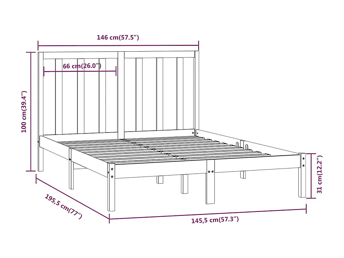 Cadre de lit sans matelas 140x190 cm bois de pin massif