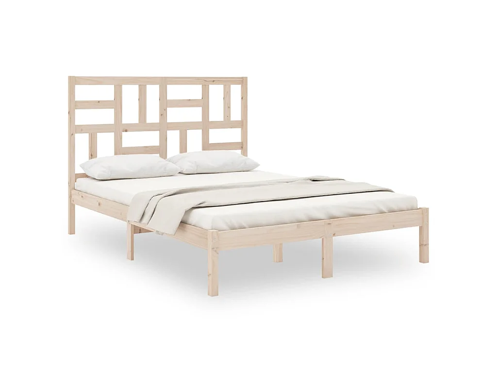 Cadre de lit sans matelas bois massif 140x190 cm