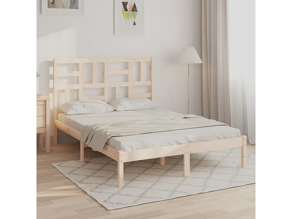 Cadre de lit sans matelas bois massif 140x190 cm