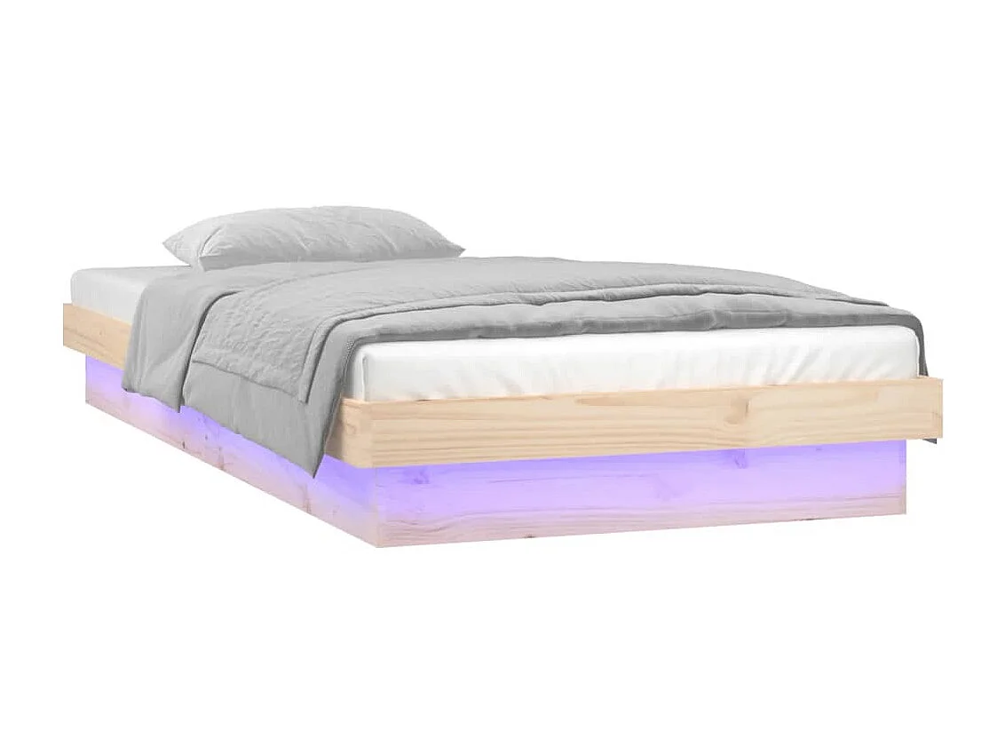 Cadre de lit à LED sans matelas 90x200 cm bois massif