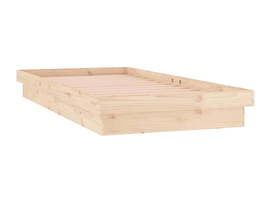 Cadre de lit à LED sans matelas 90x200 cm bois massif