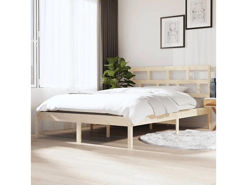 Cadre de lit sans matelas bois massif 140x190 cm