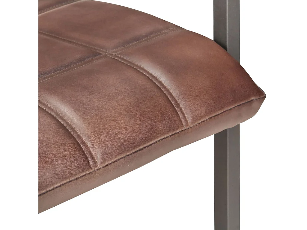 Silla voladiza comedor 2 uds cuero auténtico marrón envejecido