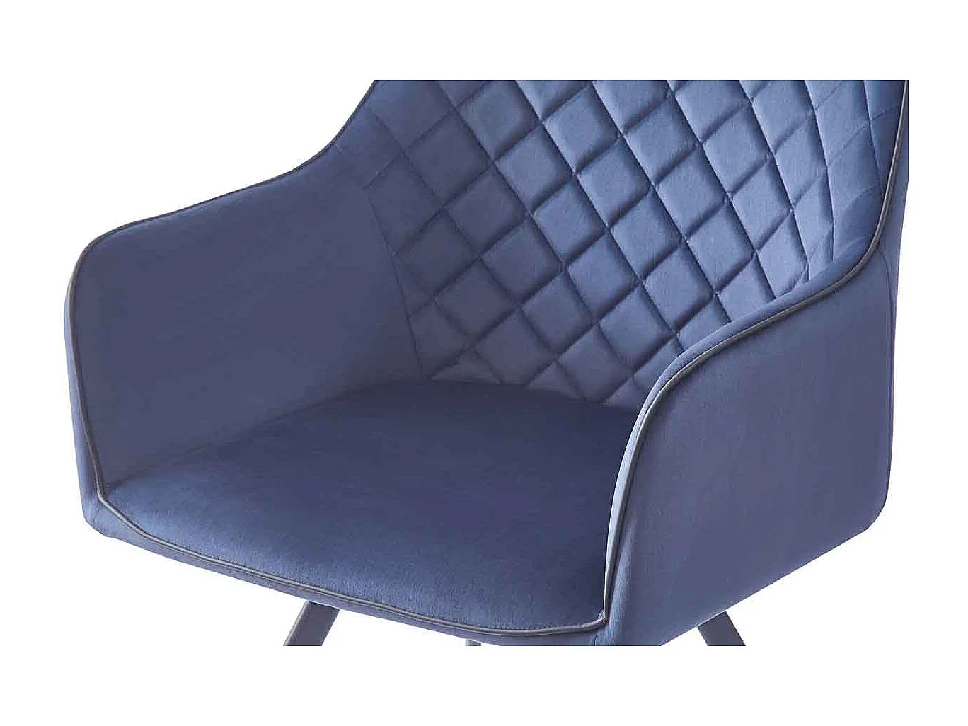 Chaise Matelassée en Velours "Amber" 85cm Bleu