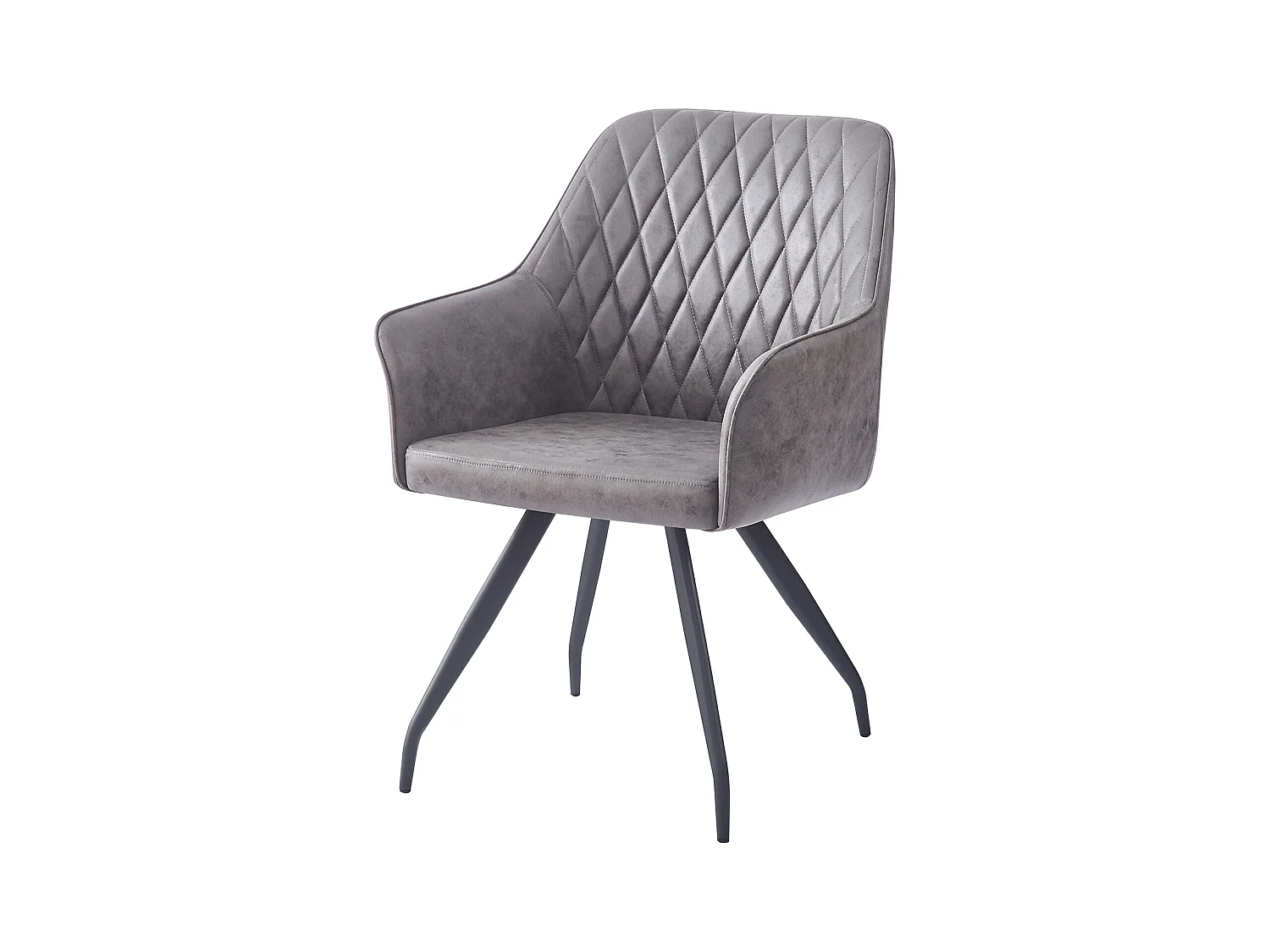 Chaise Design Matelassée "Amber" 86cm Gris Foncé