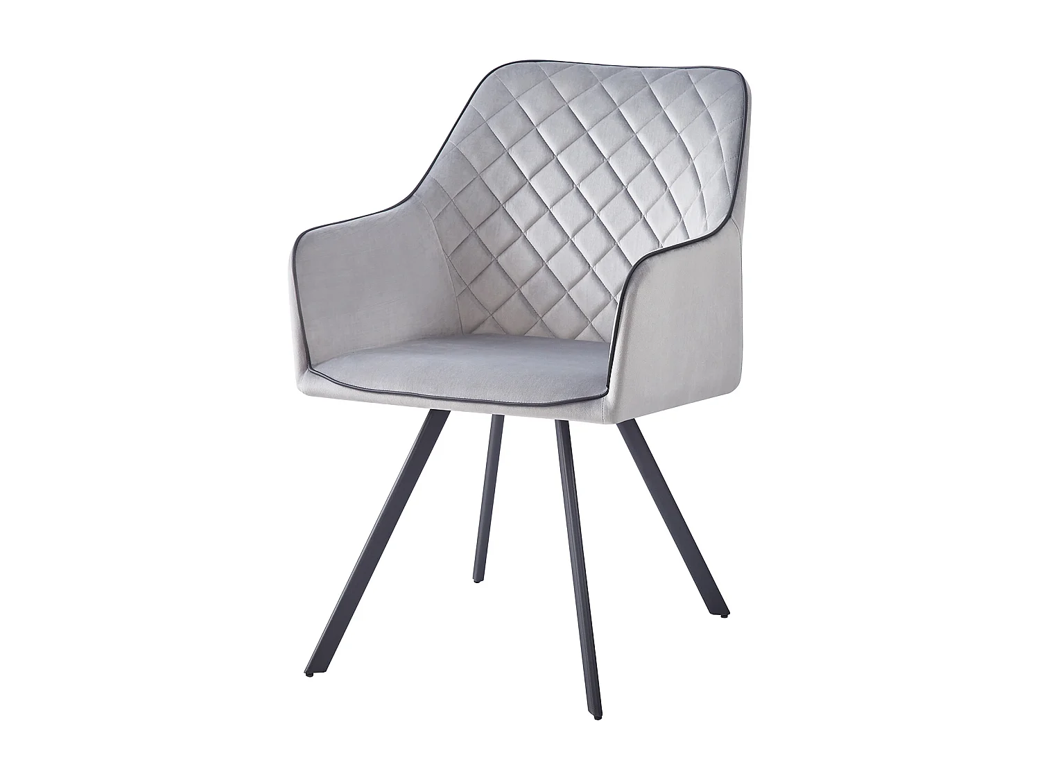 Chaise Matelassée en Velours "Amber" 85cm Gris