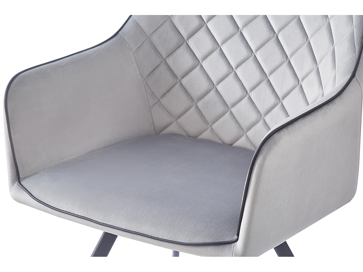 Chaise Matelassée en Velours "Amber" 85cm Gris