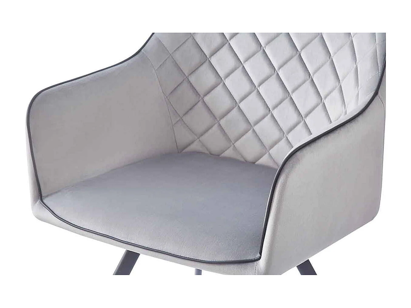 Chaise Matelassée en Velours "Amber" 85cm Gris