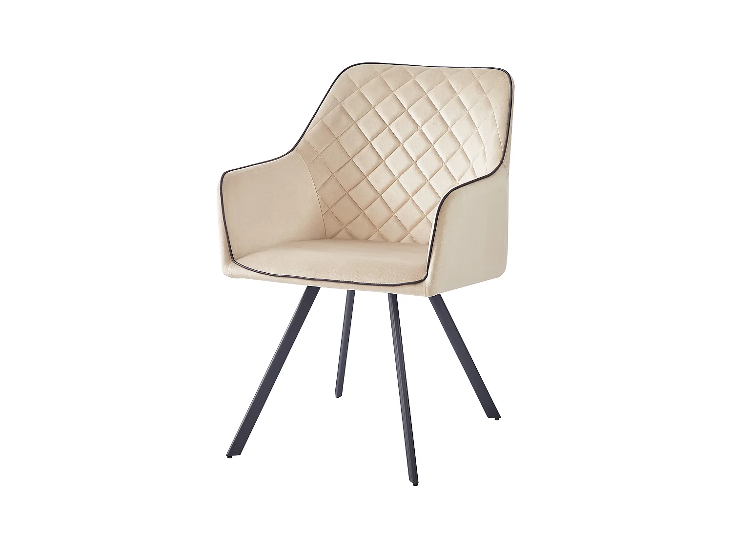 Chaise Matelassée en Velours "Amber" 85cm Beige