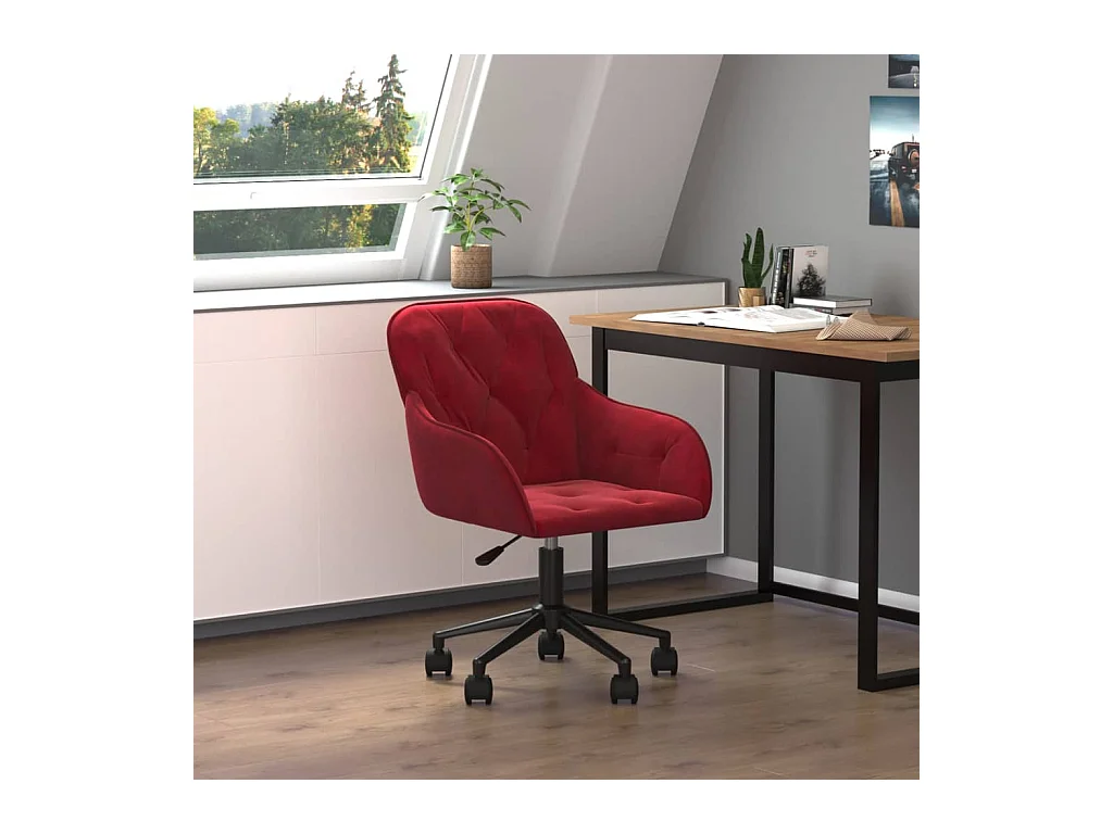 Chaise pivotante de bureau Rouge bordeaux Velours