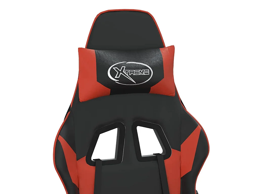 Chaise de jeu avec repose-pied Noir et rouge Similicuir