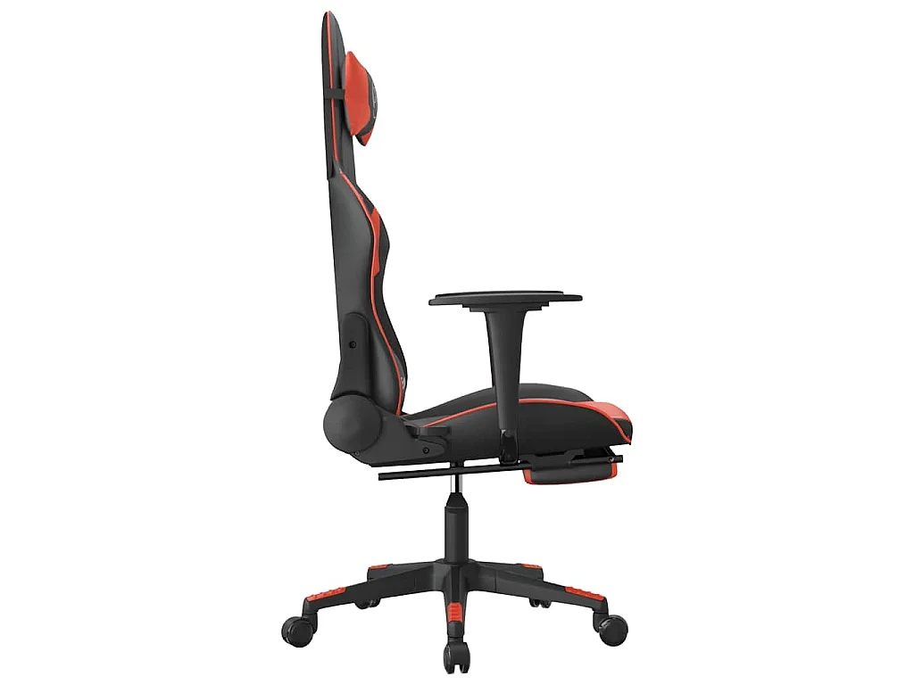 Chaise de jeu de massage et repose-pied Noir rouge Similicuir