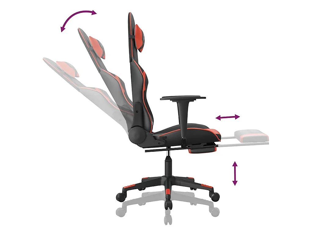 Chaise de jeu de massage et repose-pied Noir rouge Similicuir