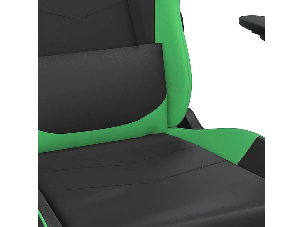 Chaise de jeu de massage et repose-pied Noir et vert Similicuir