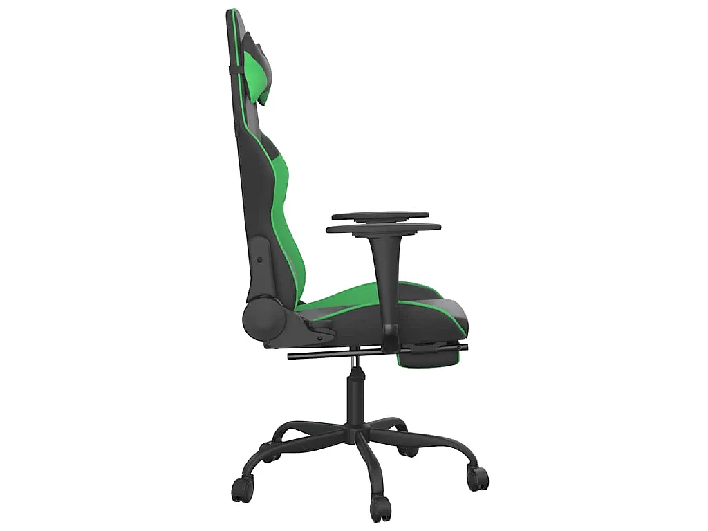 Chaise de jeu de massage et repose-pied Noir et vert Similicuir
