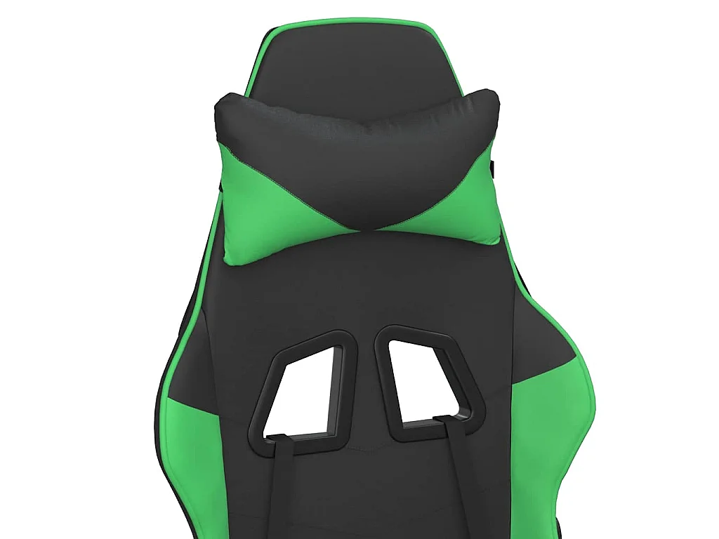 Chaise de jeu de massage et repose-pied Noir et vert Similicuir