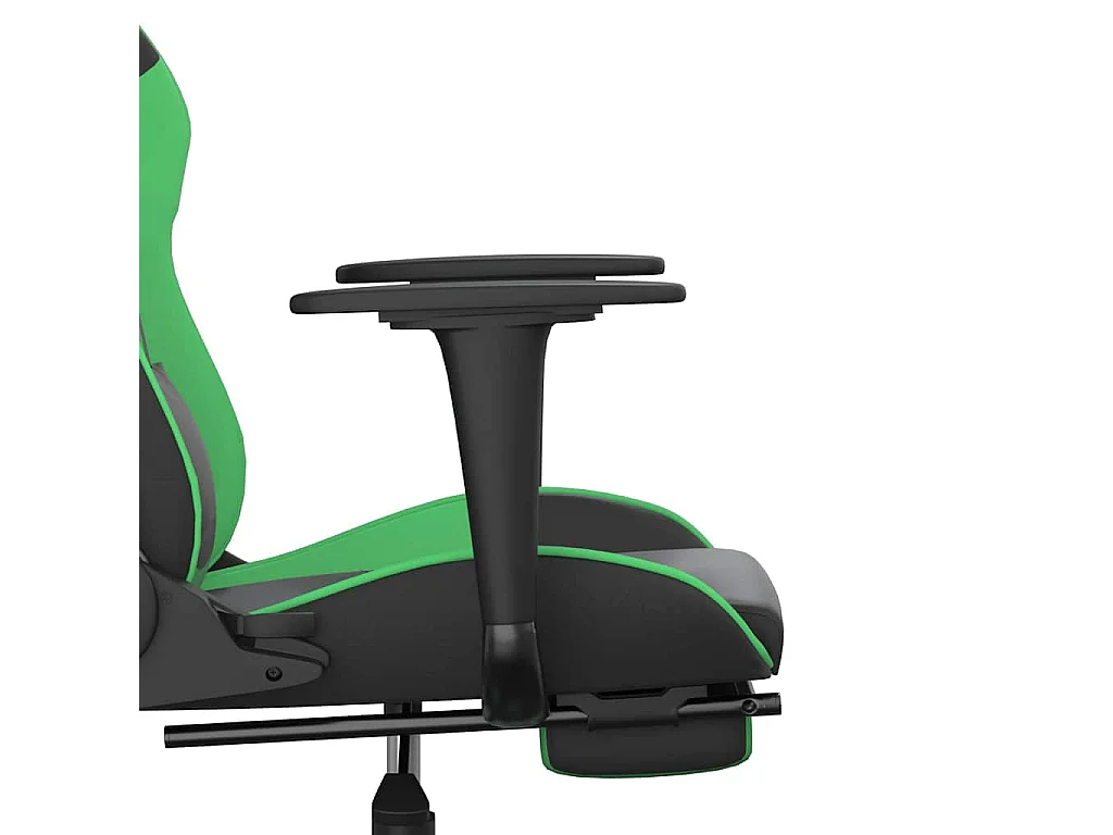 Chaise de jeu de massage et repose-pied Noir et vert Similicuir