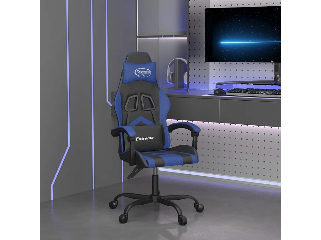 Chaise de jeu Noir et bleu Similicuir