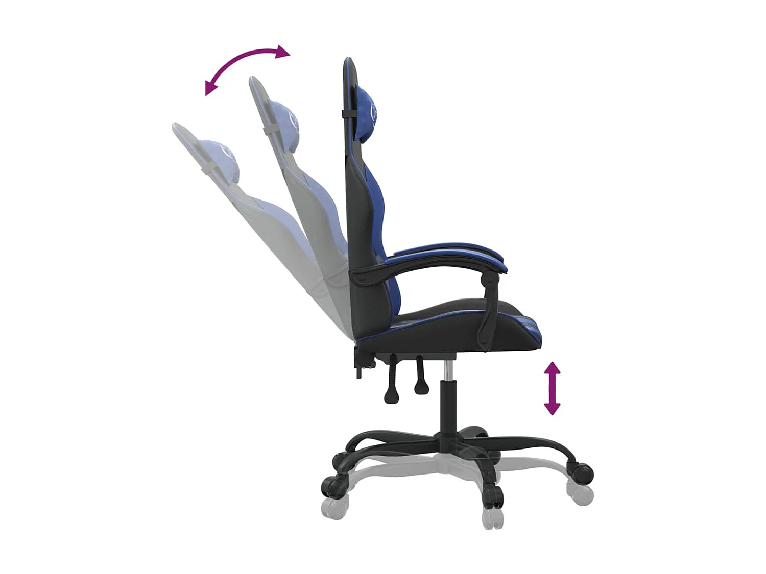 Chaise de jeu Noir et bleu Similicuir