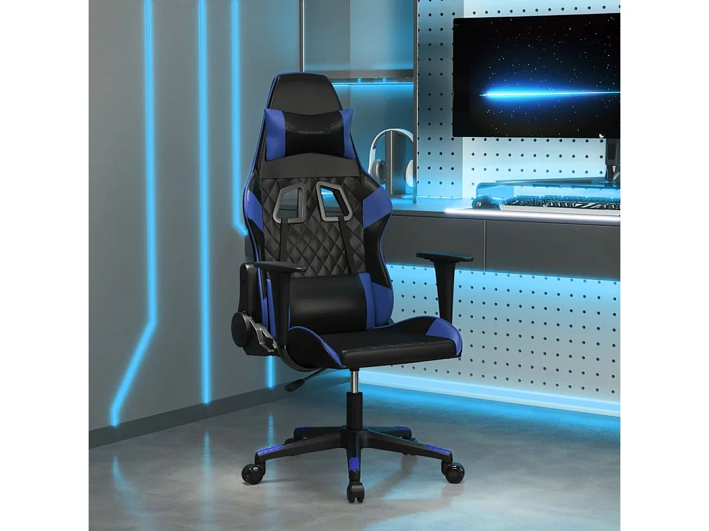 Chaise de jeu Noir et bleu Similicuir