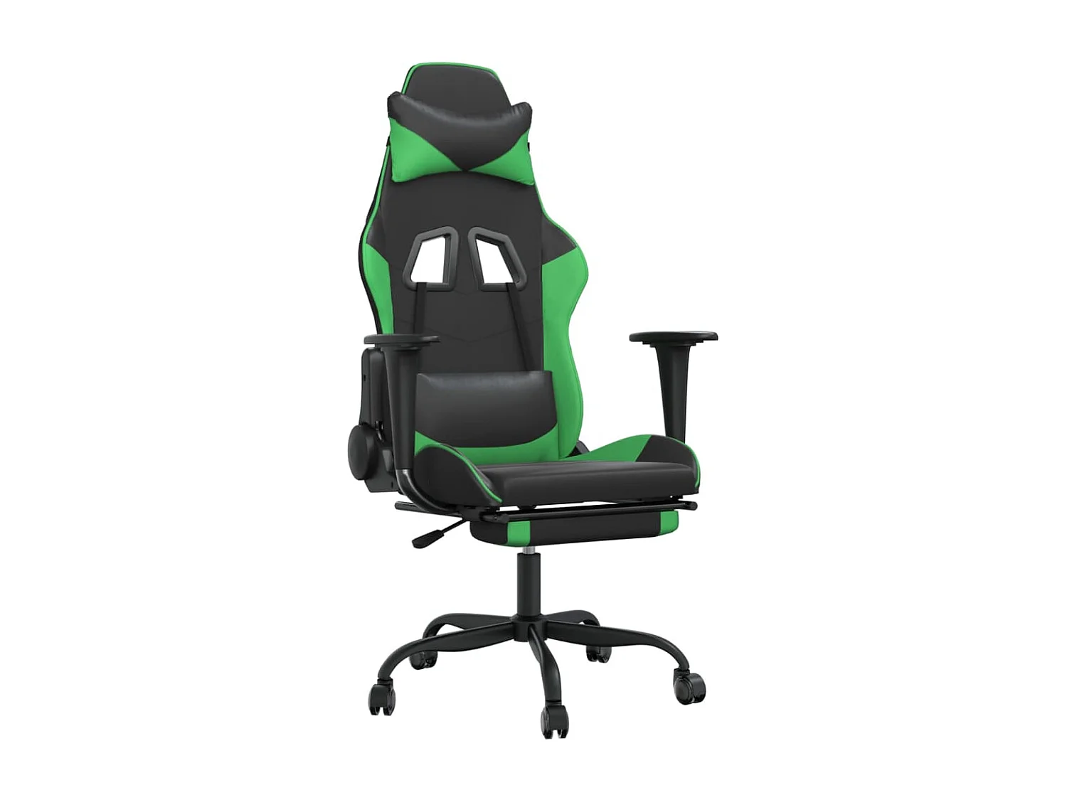 Gaming-Stuhl mit Fußstütze Schwarz und Grün Kunstleder