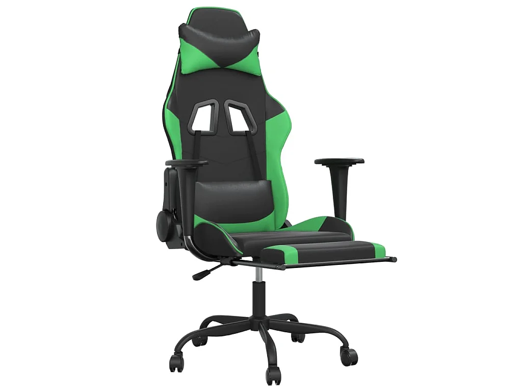 Gaming-Stuhl mit Fußstütze Schwarz und Grün Kunstleder