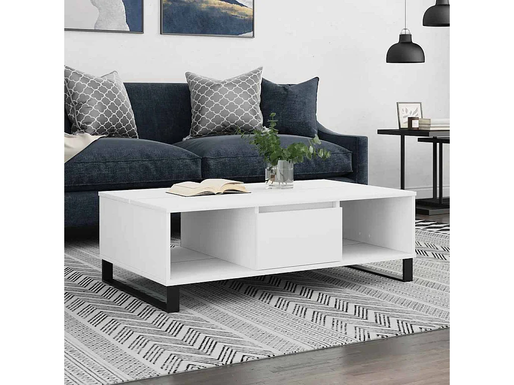 Salontafel 104x60x35 cm bewerkt hout wit