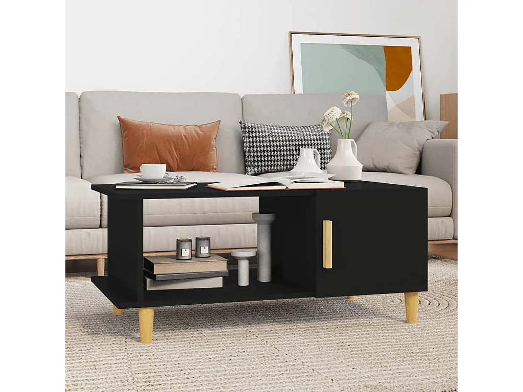 Mesa de centro 90x50x40 cm madeira processada preto