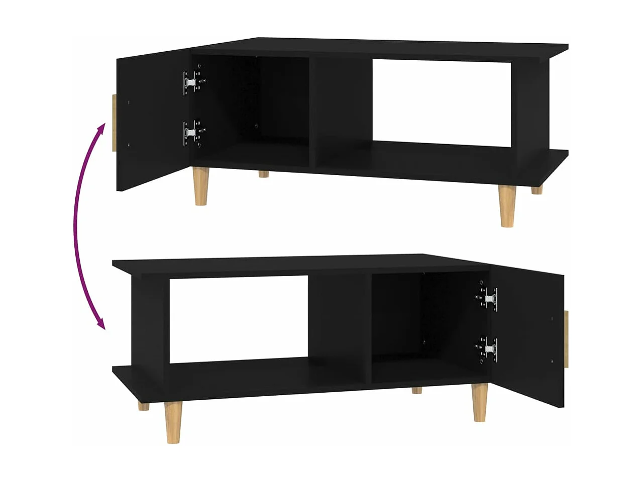 Mesa de centro 90x50x40 cm madeira processada preto