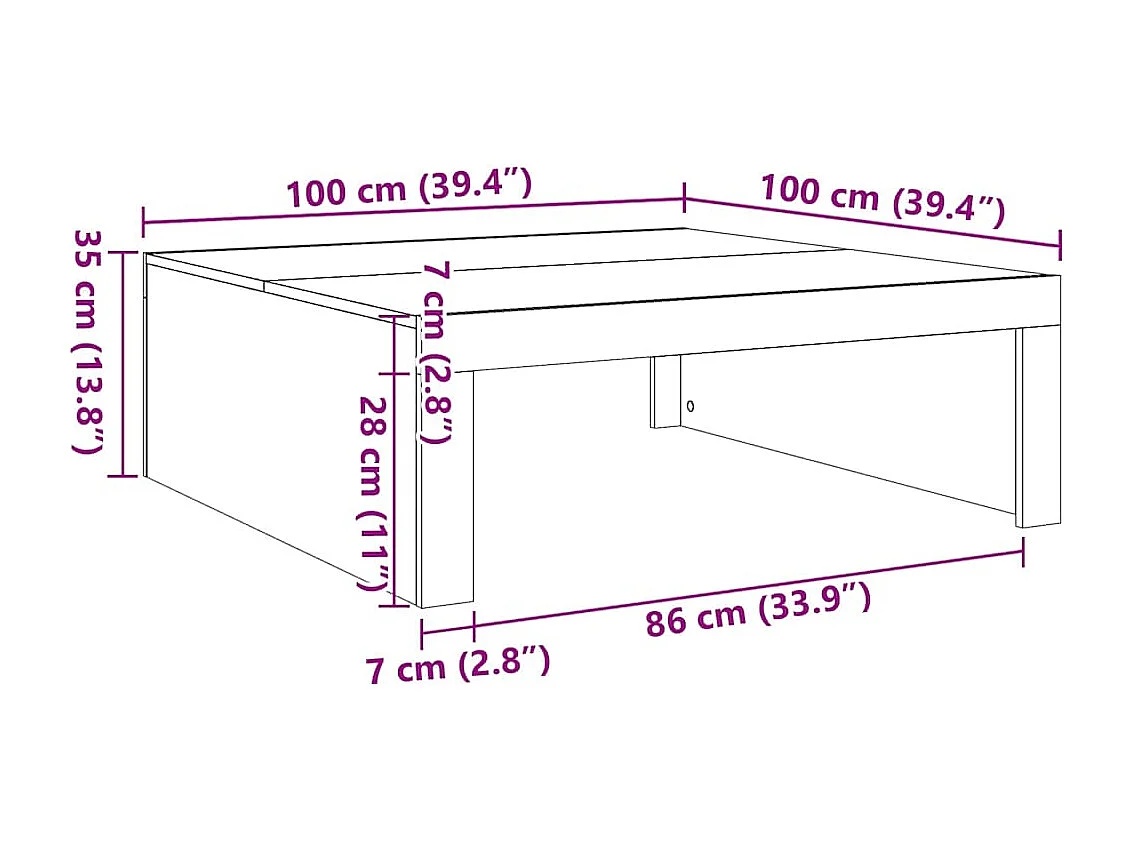 Table basse Sonoma gris 100x100x35 cm Bois d'ingénierie