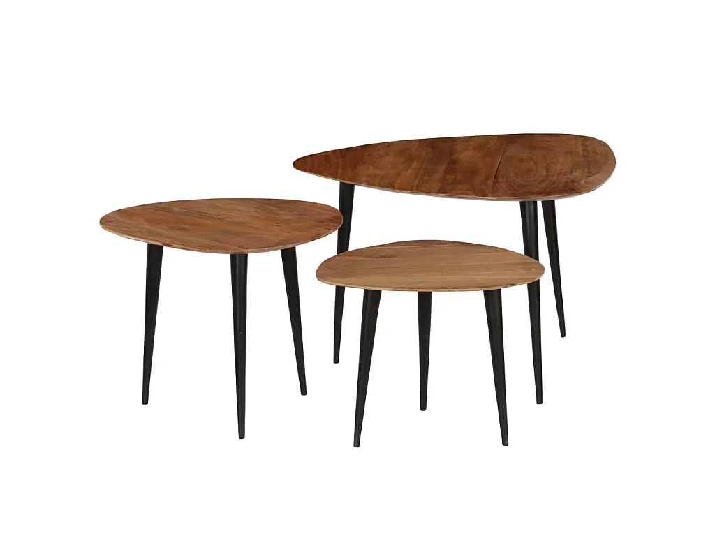 Tables basses 3 pcs Bois d'acacia massif