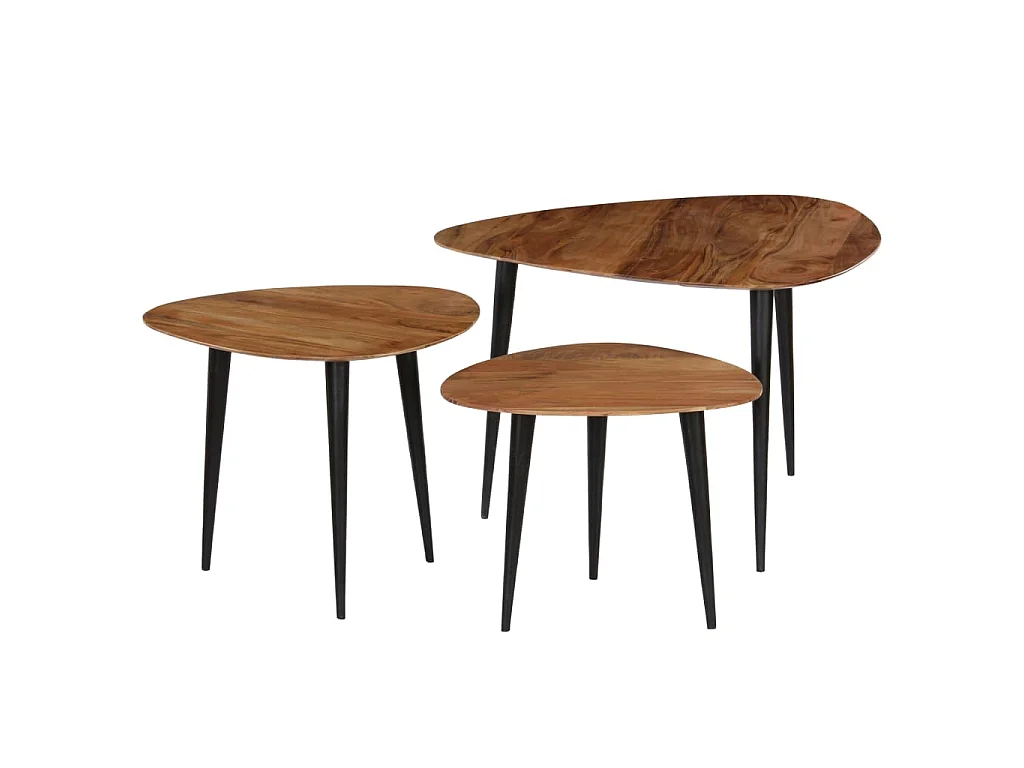 Tables basses 3 pcs Bois d'acacia massif
