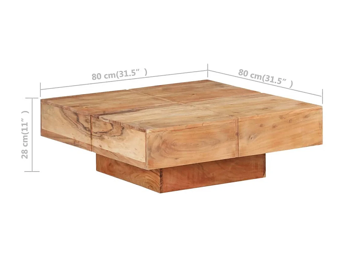 Table basse 80x80x28 cm Bois d'acacia massif