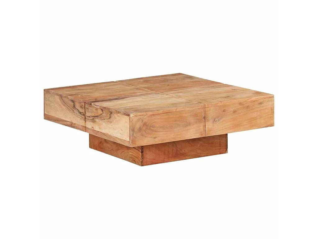 Tavolino da Salotto 80x80x28 cm in Legno Massello di Acacia