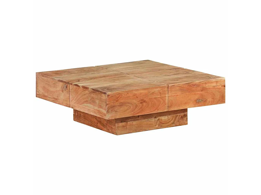 Tavolino da Salotto 80x80x28 cm in Legno Massello di Acacia