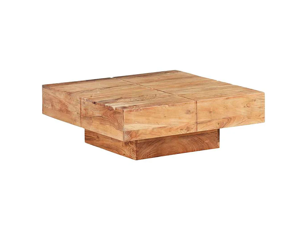Tavolino da Salotto 80x80x28 cm in Legno Massello di Acacia