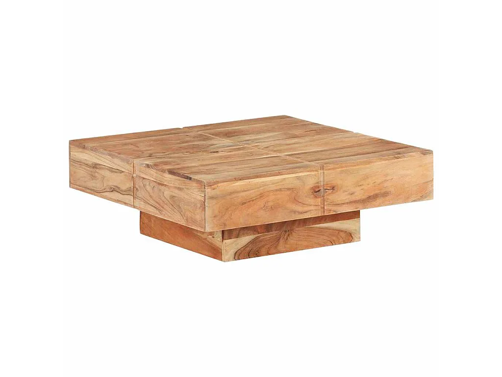 Tavolino da Salotto 80x80x28 cm in Legno Massello di Acacia
