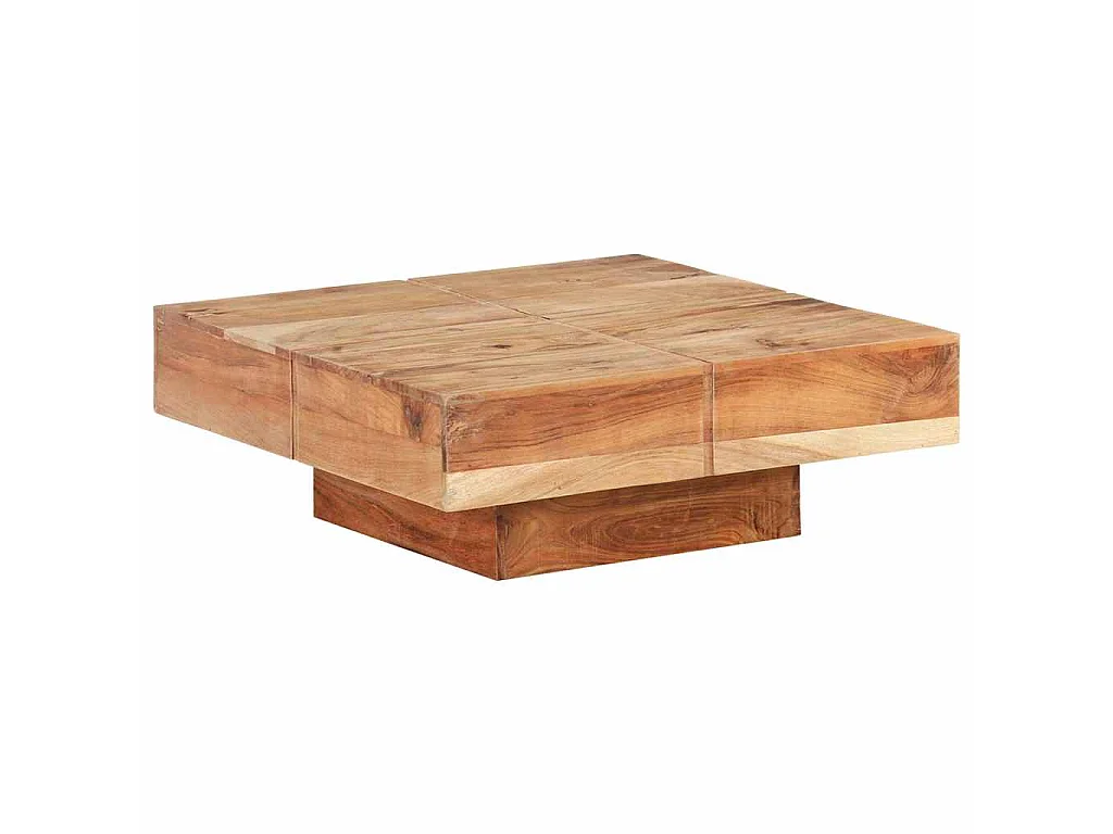 Tavolino da Salotto 80x80x28 cm in Legno Massello di Acacia