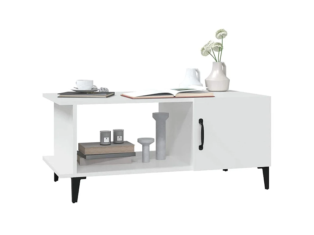 Table basse Blanc 90x50x40 cm Bois d'ingénierie