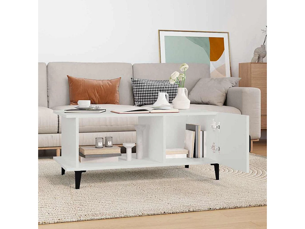 Table basse Blanc 90x50x40 cm Bois d'ingénierie