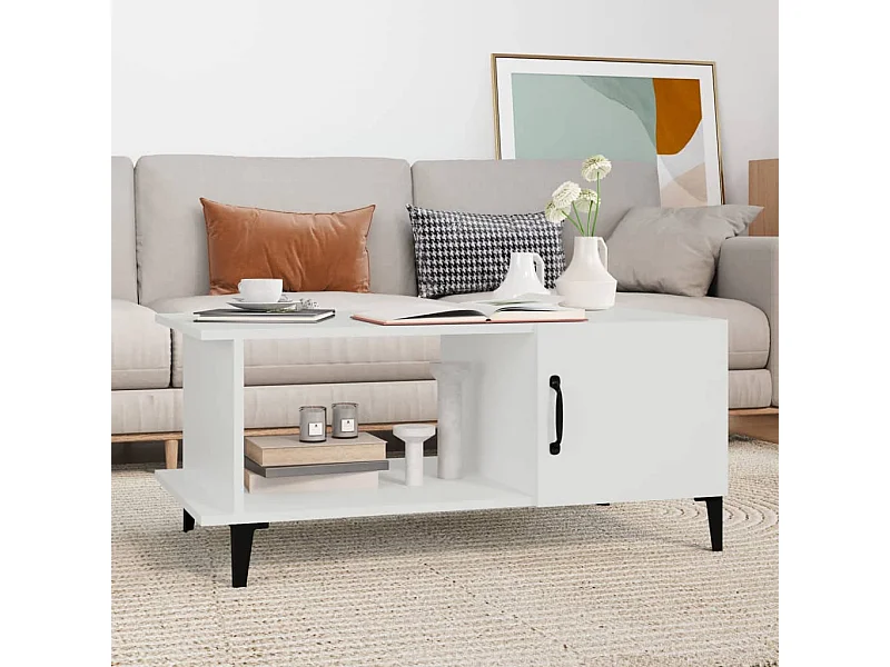 Table basse Blanc 90x50x40 cm Bois d'ingénierie