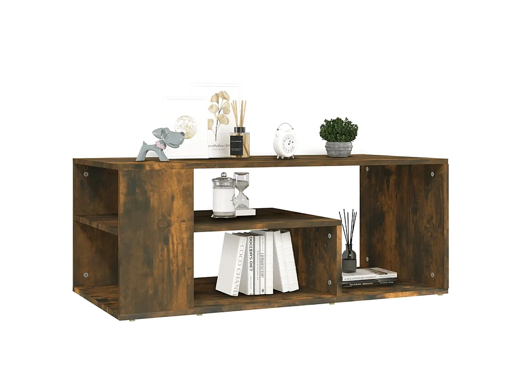 Salontafel 100x50x40 cm bewerkt hout gerookt eikenkleurig