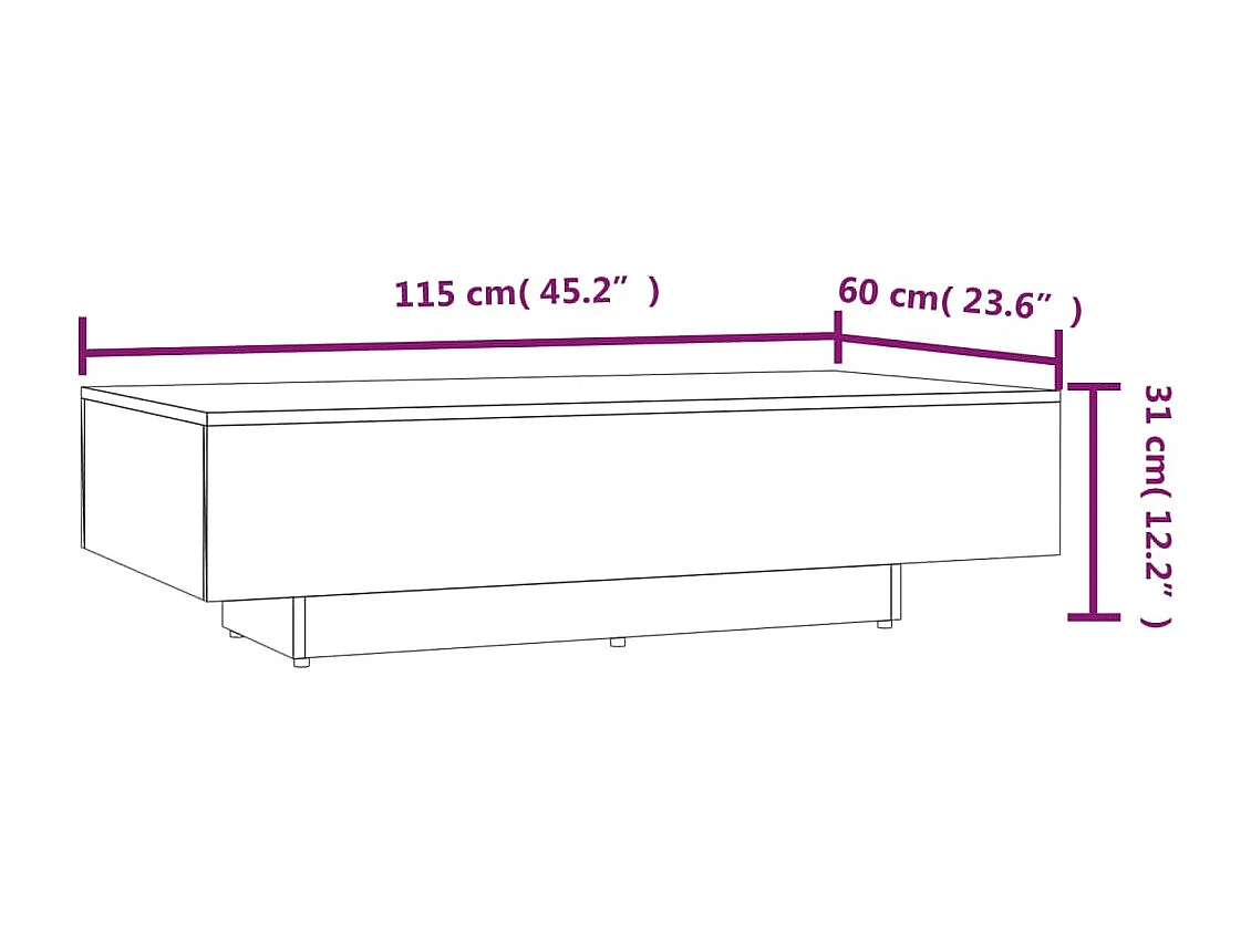 Table basse chêne fumé 100x49,5x31 cm bois d'ingénierie