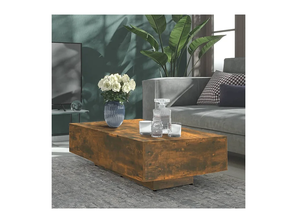 Table basse chêne fumé 100x49,5x31 cm bois d'ingénierie
