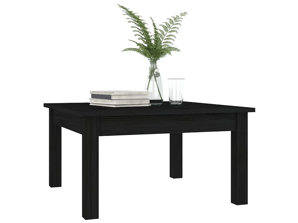 Tavolino da Salotto Nero 55x55x30 cm Legno Massello di Pino