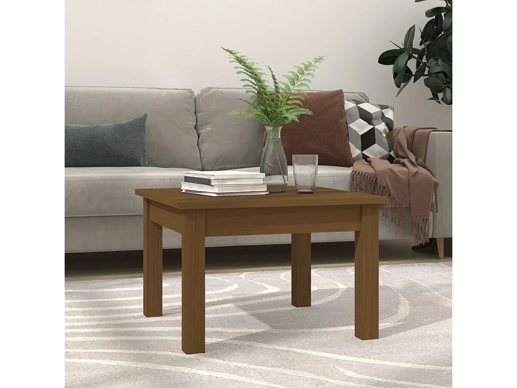 Table basse Marron miel 45x45x30 cm Bois massif de pin
